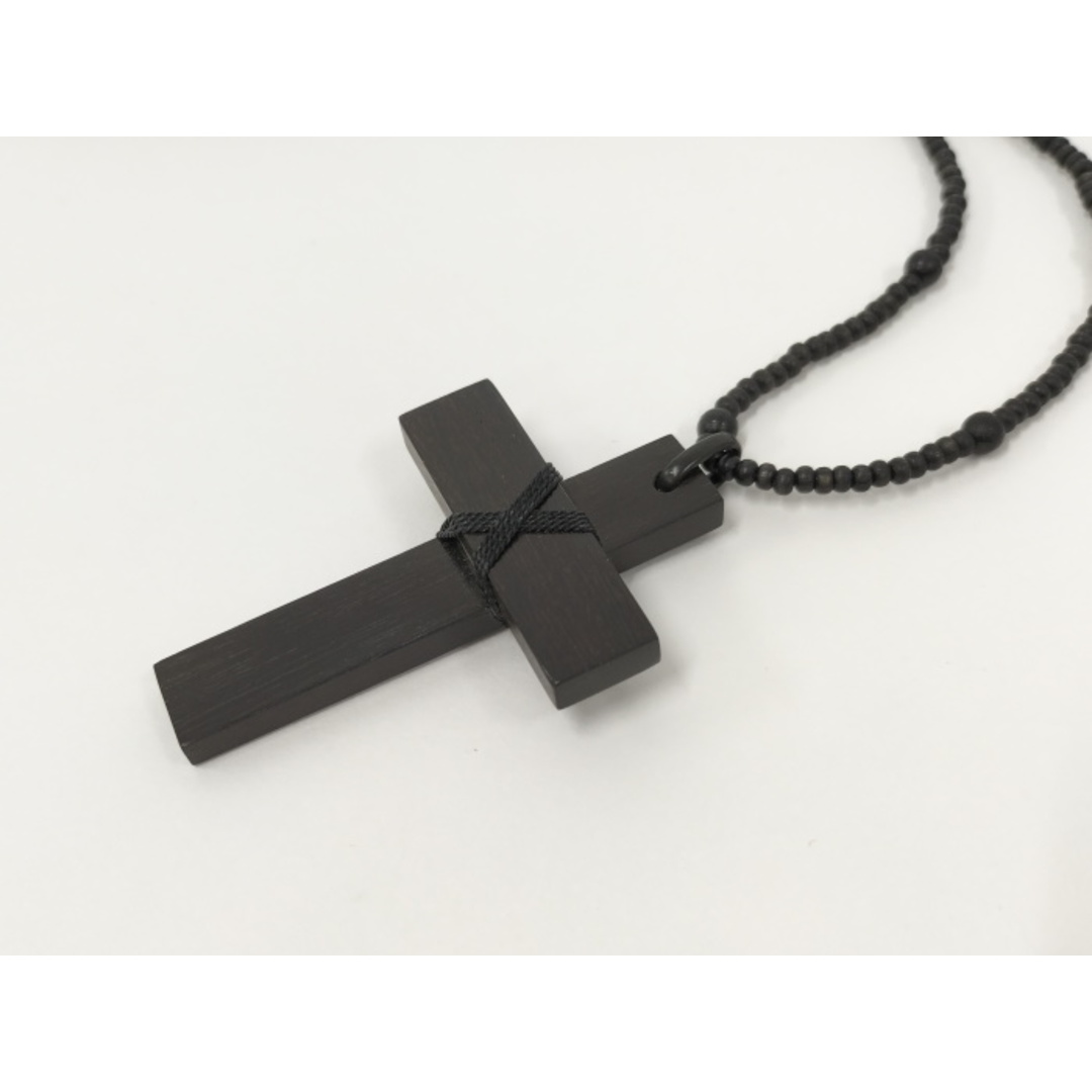 GUCCI - GUCCI クロス ネックレス ウッドチェーン ブラックの GUCCI - GUCCI クロス ネックレス ウッドチェーン ブラックの