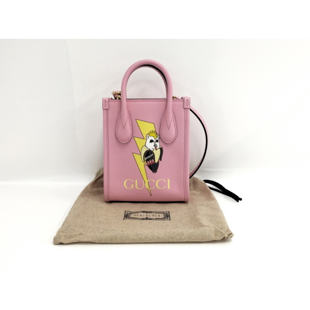 GUCCI - GUCCI 2WAY ショルダーバッグ ばなにゃ コラボ レザー GUCCI - GUCCI 2WAY ショルダーバッグ ばなにゃ コラボ レザー