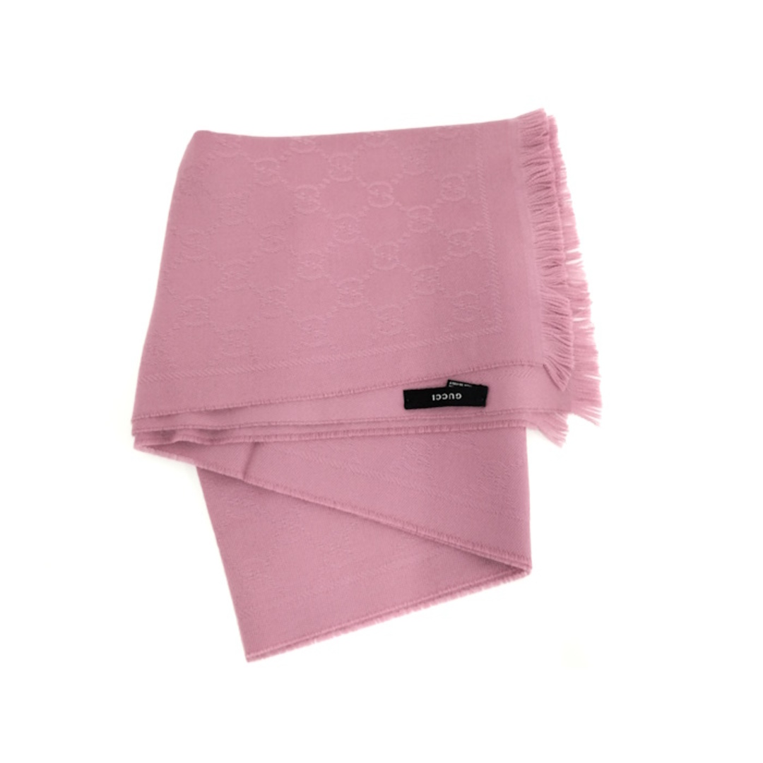 Gucci(グッチ)のGUCCI マフラー ロゴ GG柄 ウール 100％ ピンク レディースのファッション小物(マフラー/ショール)の商品写真