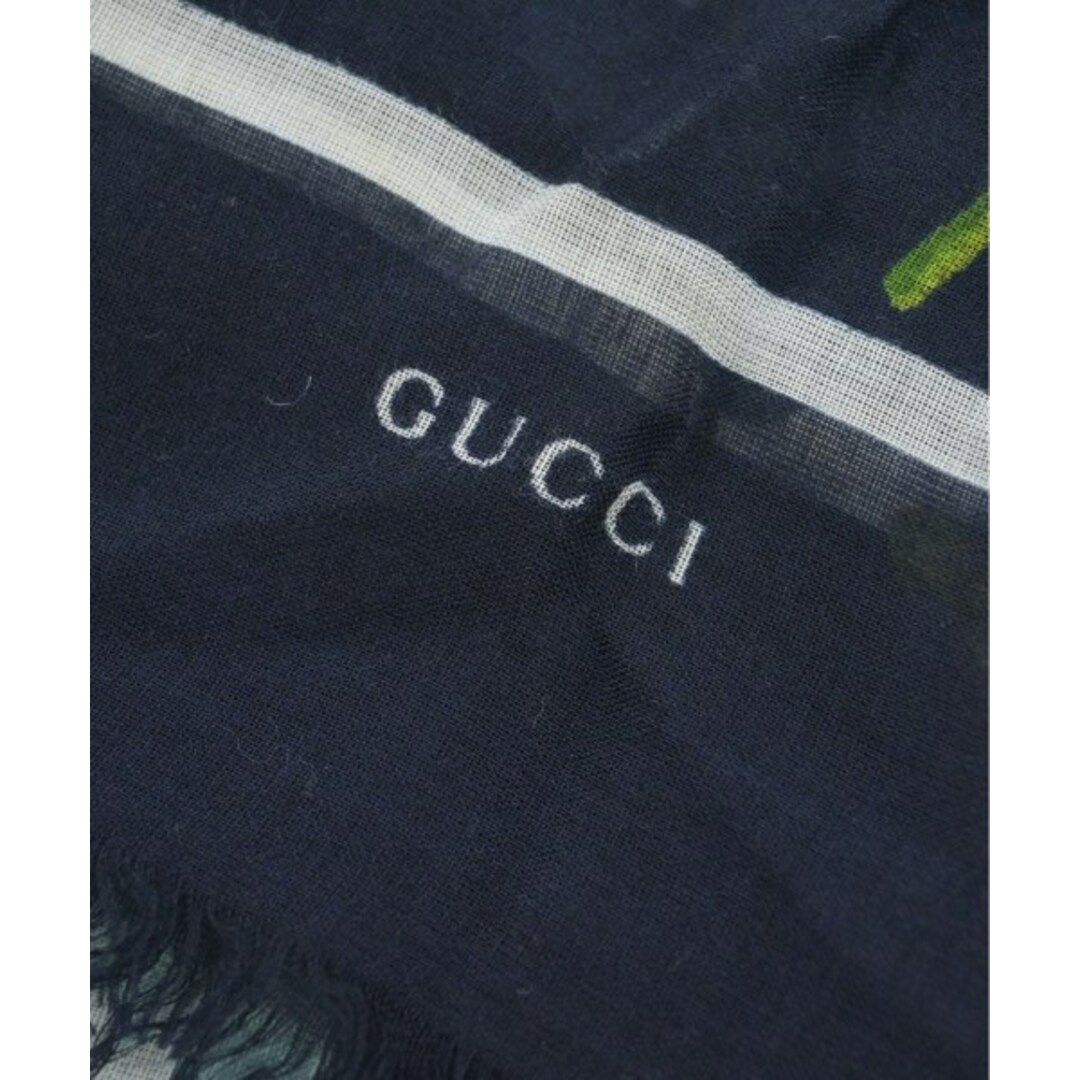 Gucci(グッチ)のGUCCI グッチ ストール - 濃紺x水色系x緑系等(花柄) 【古着】【中古】 レディースのファッション小物(ストール/パシュミナ)の商品写真