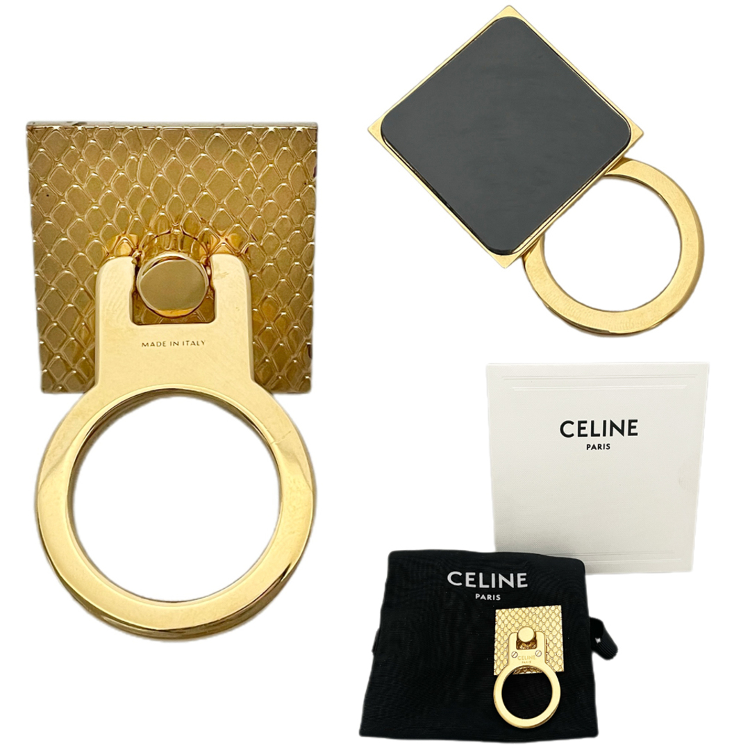 celine(セリーヌ)の新品セリーヌCELINE蛇柄　スマホリング　ゴールド スマホ/家電/カメラのスマホアクセサリー(その他)の商品写真