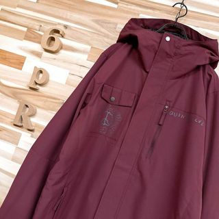 QUIKSILVER - 【クイックシルバー】バックプリント ジャケット スノボ ウェアM ボルドー赤×黒