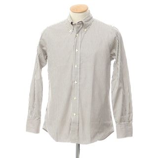 インディヴィジュアライズドシャツ(INDIVIDUALIZED SHIRTS)の【中古】インディビジュアライズドシャツ INDIVIDUALIZED SHIRTS コットン ボタンダウン カジュアルシャツ ホワイトxブラウン【サイズ15-32】【メンズ】(シャツ)