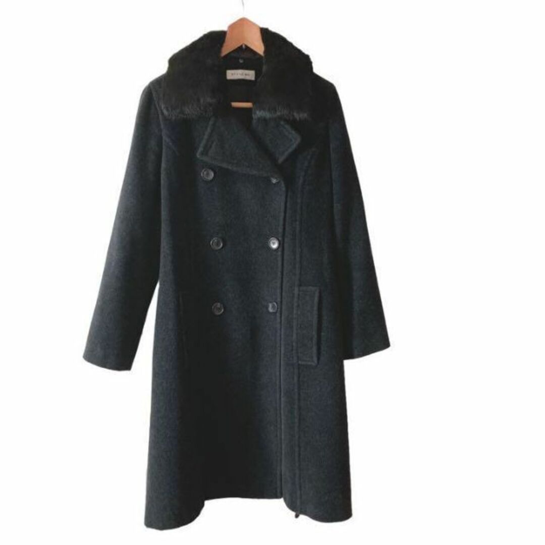 L 東京スタイル　STYLE ME ロングコート　ベルト付き　毛100% レディースのジャケット/アウター(ロングコート)の商品写真