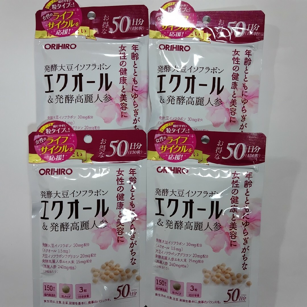 オリヒロ エクオール&発酵高麗人参徳用 50日分 150粒　４袋エクオール