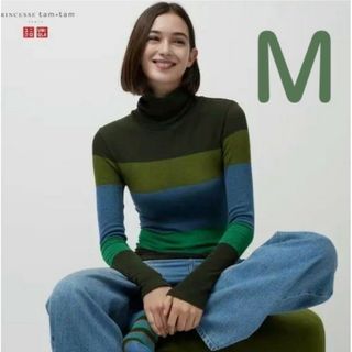 ユニクロ(UNIQLO)の新品　ヒートテックシームレスリブタートルネックT プリンセスタムタム(カットソー(長袖/七分))