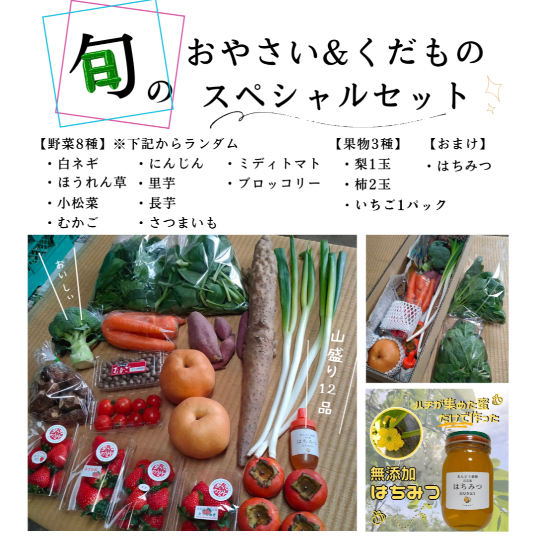 【鳥取スペシャル】野菜果物セット 12種 120サイズ 詰め合わせ 蜂蜜 長芋 食品/飲料/酒の食品(野菜)の商品写真