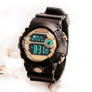 新品  腕時計デジタル多機能LED 黒(腕時計(デジタル))