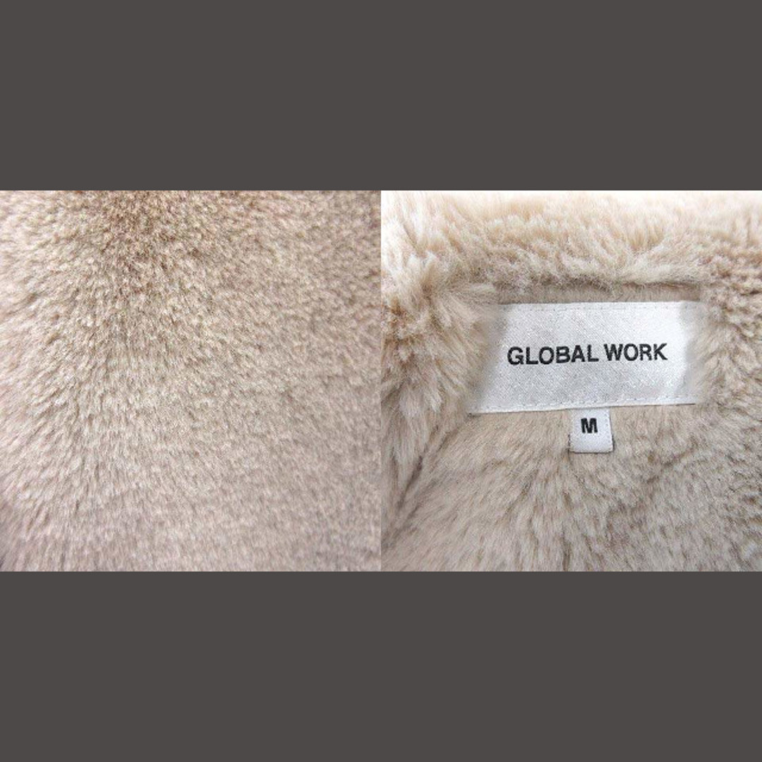 GLOBAL WORK(グローバルワーク)のグローバルワーク ノーカラーコート ロング フェイクファー 総裏地 M ベージュ レディースのジャケット/アウター(その他)の商品写真