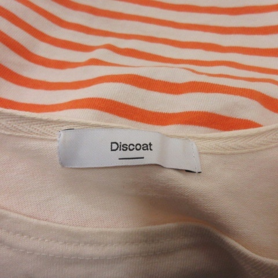 Discoat(ディスコート)のディスコート チュニック カットソー ボーダー 長袖 F オフホワイト オレンジ レディースのトップス(チュニック)の商品写真
