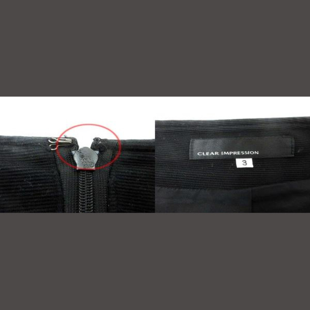 CLEAR IMPRESSION(クリアインプレッション)のCLEAR IMPRESSION フレアスカート ひざ丈 3 黒 ブラック レディースのスカート(ひざ丈スカート)の商品写真