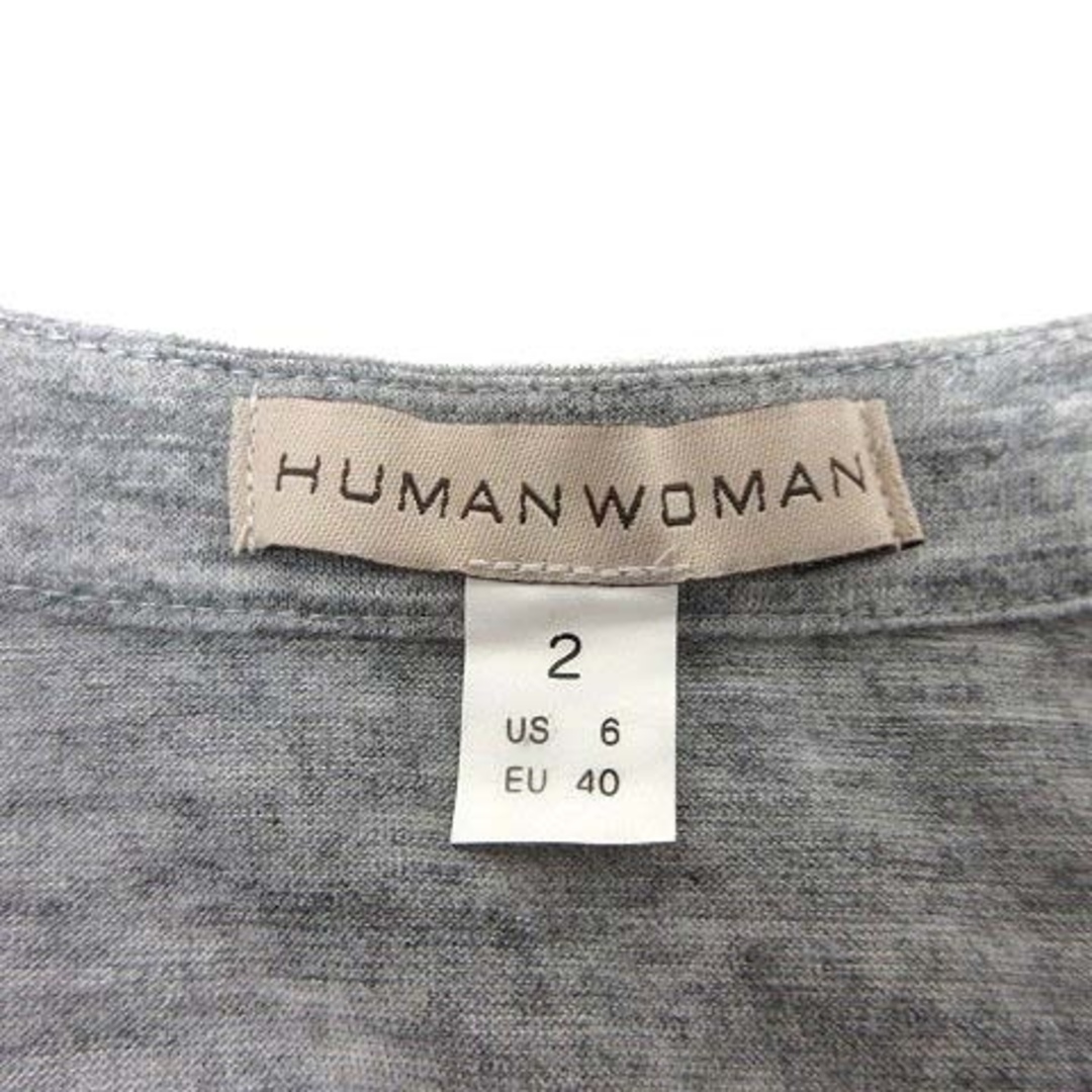 HUMAN WOMAN(ヒューマンウーマン)のHUMAN WOMAN カットソー ペプラム ヘンリーネック 長袖 2 グレー レディースのトップス(カットソー(長袖/七分))の商品写真