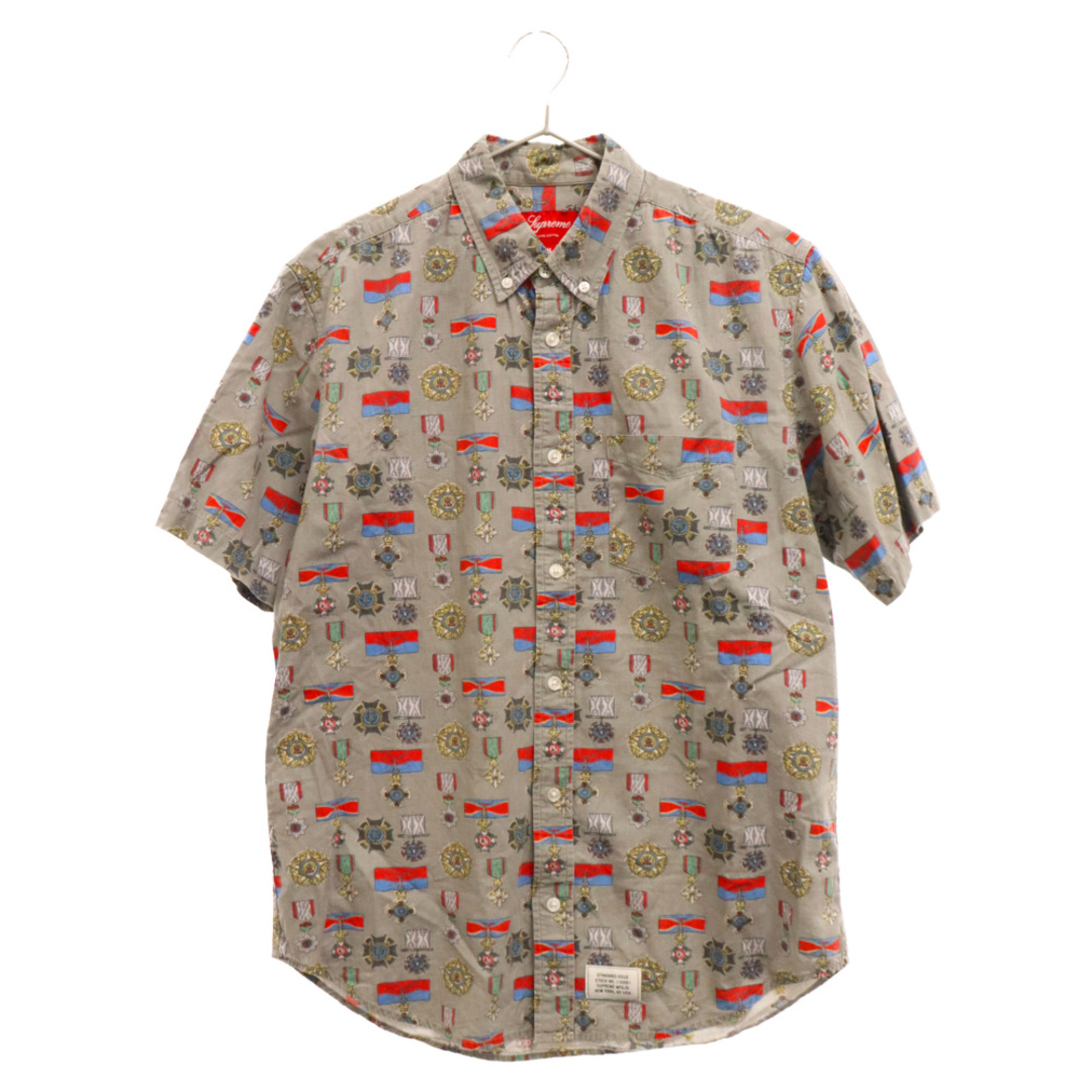 71センチ身幅SUPREME シュプリーム 10SS Medal Shirt メダル総柄デザイン半袖シャツ グレー