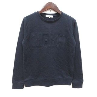 ナチュラルビューティーベーシック(NATURAL BEAUTY BASIC)のナチュラルビューティーベーシック Tシャツ 長袖 ラウンドネック ロゴ M 紺(Tシャツ(長袖/七分))