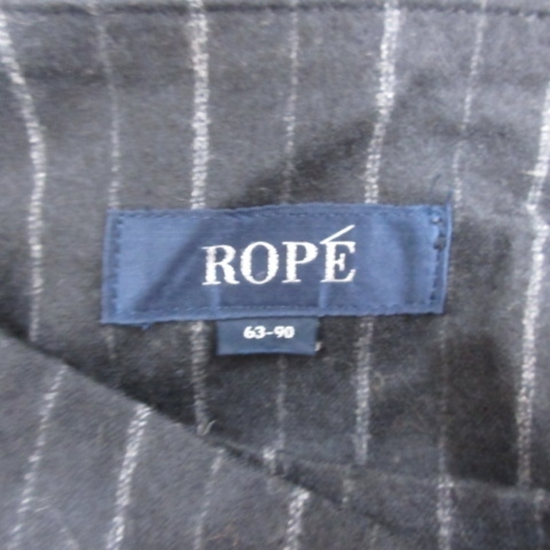 ROPE’(ロペ)のロペ ラップスカート 台形 ひざ丈 ストライプ ウール カシミヤ混 黒 ブラック レディースのスカート(ひざ丈スカート)の商品写真