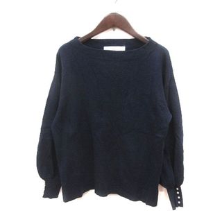 トッコ(tocco)のトッコ TOCCO ニット カットソー パール 長袖 M 紺 ネイビー(ニット/セーター)