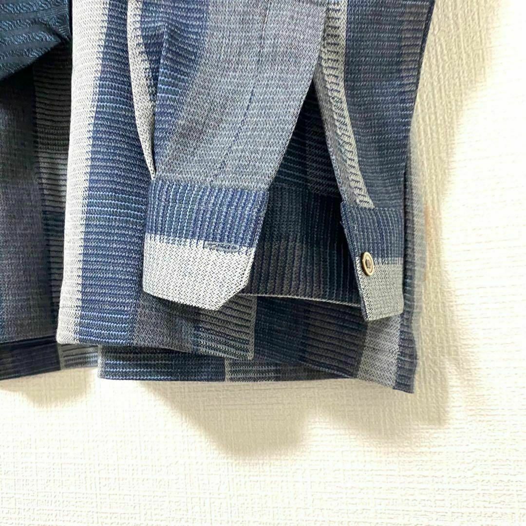natuRAL vintage(ナチュラルヴィンテージ)のネクタイシャツ 長袖 ストライプ 太アーム ボーダー ウール 一点物 L メンズのトップス(シャツ)の商品写真