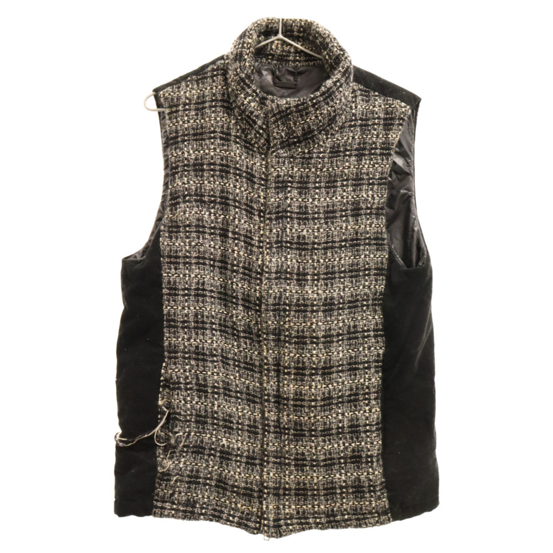 roar ロアー 14AW PISTOL & SON OF GOD CORD EMBROIDERY FLANNEL CHECK 二丁拳銃 エンブロイダリー フランネル チェック 切替ベスト ジャケット 14FRV-02 ブラック495センチ肩幅