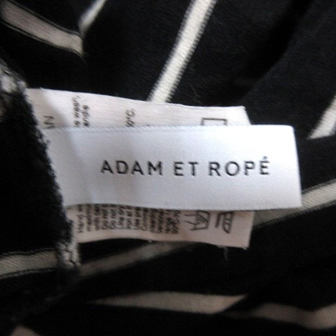 Adam et Rope'(アダムエロぺ)のアダムエロペ カットソー Uネック 長袖 ボーダー ウール F 黒 レディースのトップス(カットソー(長袖/七分))の商品写真