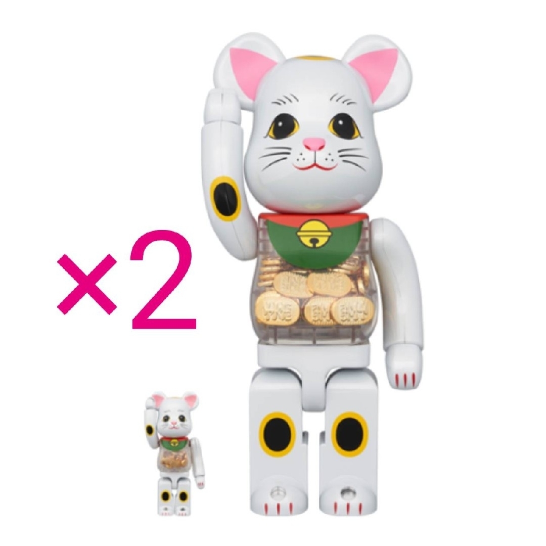 BE@RBRICK(ベアブリック)のベアブリック BE@RBRICK 招き猫 小判 白メッキ 100% 400% エンタメ/ホビーのおもちゃ/ぬいぐるみ(キャラクターグッズ)の商品写真