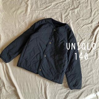 ユニクロ(UNIQLO)のユニクロ 140 アウター キルティング ボア リバーシブル 黒 ブラック(ジャケット/上着)