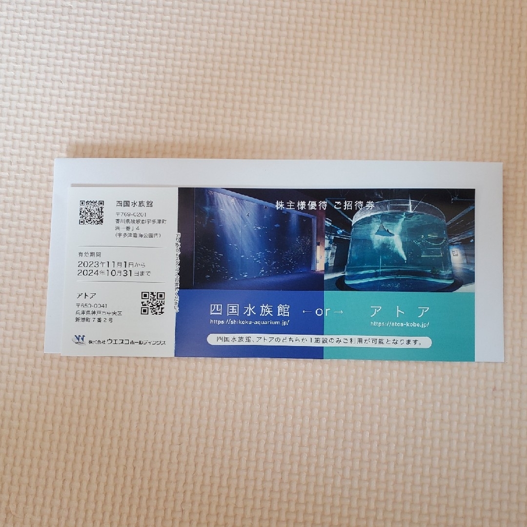 アトアor四国水族館　ご招待券1枚 チケットの施設利用券(水族館)の商品写真