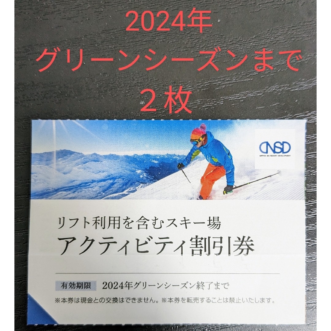 スキー場リフト割引券 日本駐車場開発株主優待 チケットの優待券/割引券(その他)の商品写真