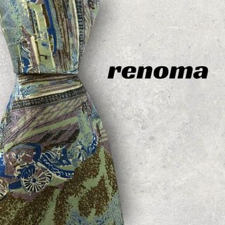 レノマ(RENOMA)の【5565】美品！renoma　ネクタイ　ミントグリーン系　街並み柄(ネクタイ)