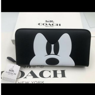 コーチ(COACH)の新品　COACH　長財布　ラウンドファスナー　ブラック　ディズニー　ミッキー(財布)