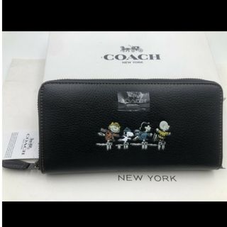 コーチ(COACH)の新品　COACH　長財布　ラウンドファスナー　ブラック　ディズニー　小銭入れ有(財布)