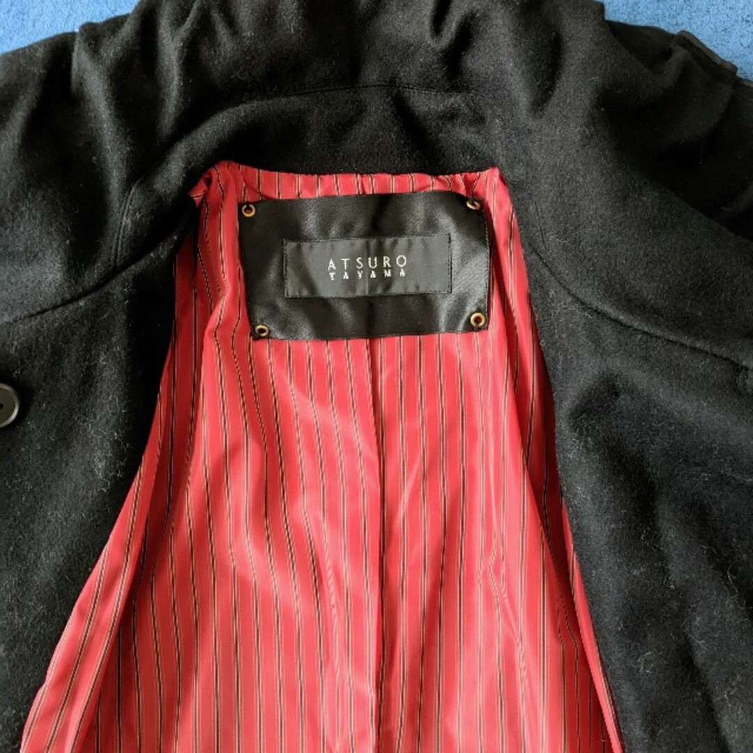 ATSURO TAYAMA(アツロウタヤマ)のアツロウタヤマ A/T Pコート ロング 黒 ブラック Ｍ相当 38 美品 レディースのジャケット/アウター(ロングコート)の商品写真