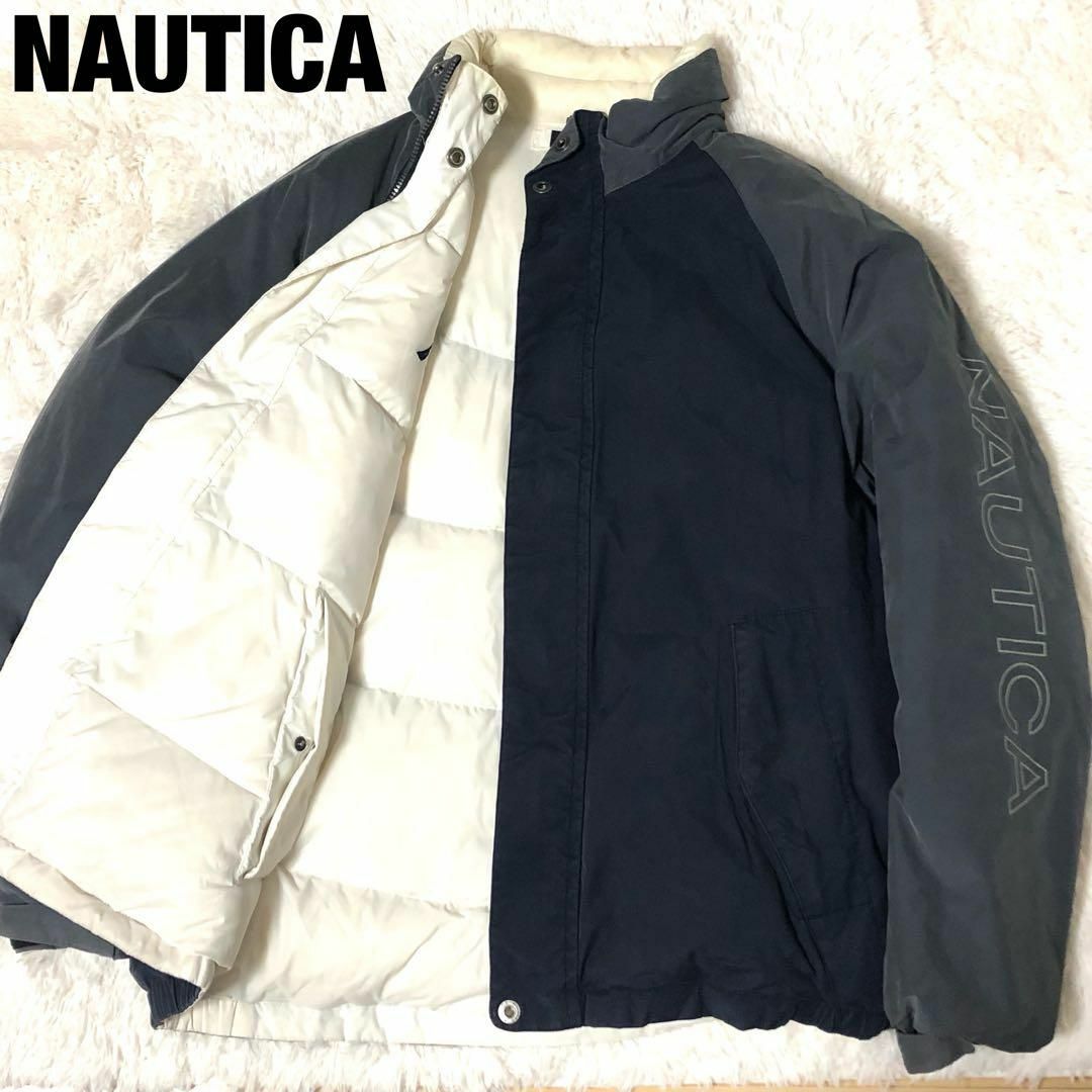 NAUTICA(ノーティカ)のノーティカ　ダウンジャケット　ネイビー　ホワイト　XL　90s　リバーシブル メンズのジャケット/アウター(ダウンジャケット)の商品写真