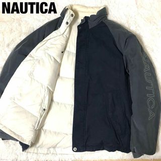 ノーティカ(NAUTICA)のノーティカ　ダウンジャケット　ネイビー　ホワイト　XL　90s　リバーシブル(ダウンジャケット)