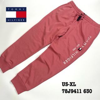 トミーヒルフィガー(TOMMY HILFIGER)の【新品】US-XL トミーヒルフィガー ジョガーパンツ フラッグ 刺繍 ピンク(その他)