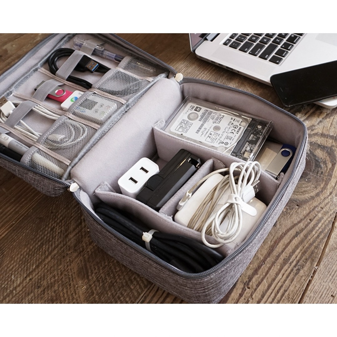 コンパートメント オーガナイザー デジタルバッグ ボックス グレー メンズのバッグ(トラベルバッグ/スーツケース)の商品写真