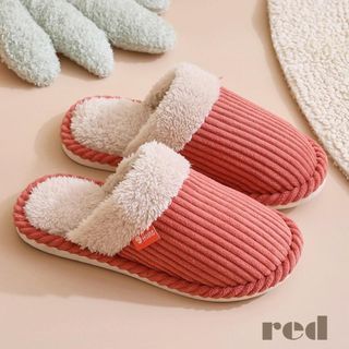 スリッパ red 23cmルームシューズ来客用春秋冬用室内履き冷え対策男女兼用(サンダル)