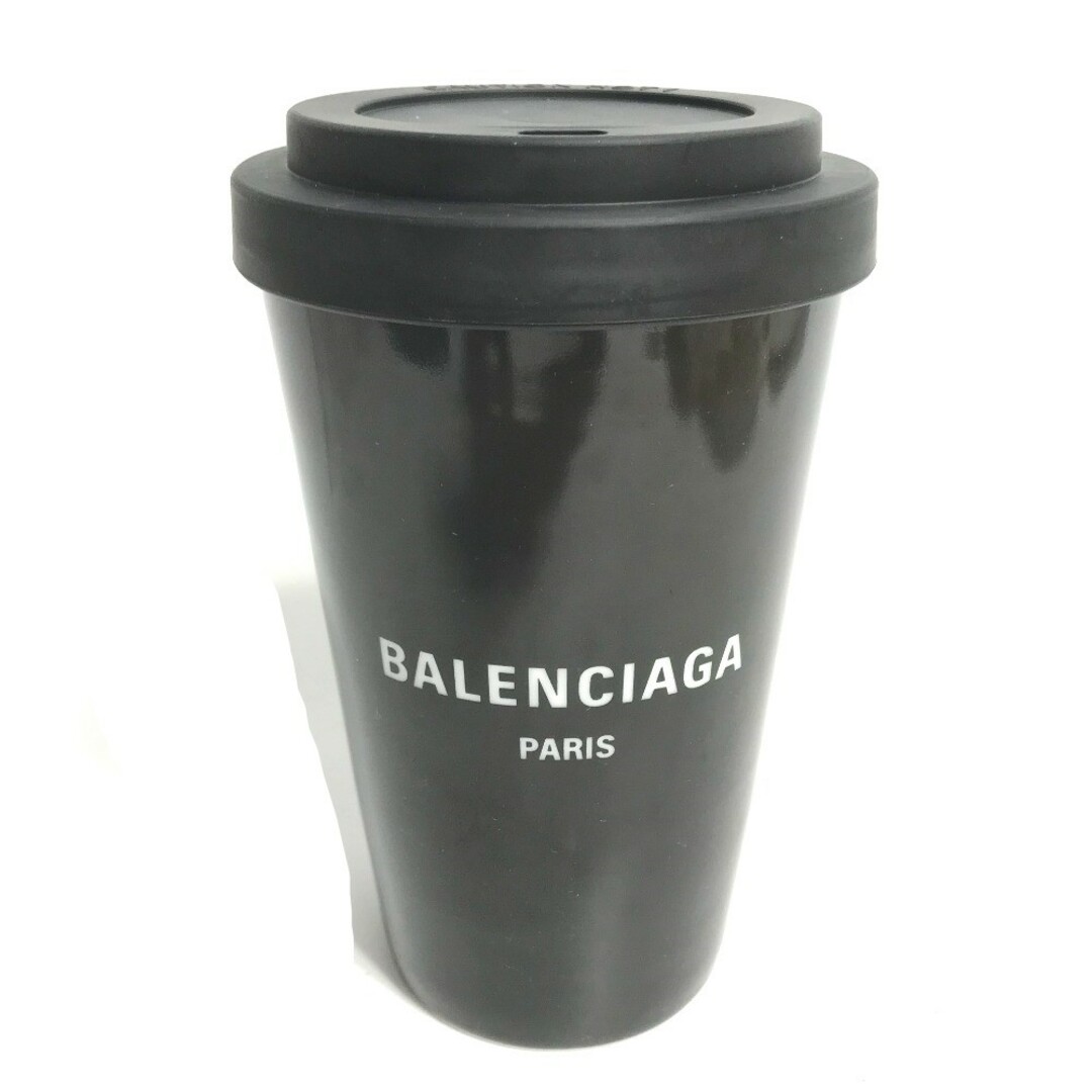 バレンシアガ BALENCIAGA ロゴ 666275 コップ カップ 蓋付き 食器 タンブラー 陶器 ブラック 未使用