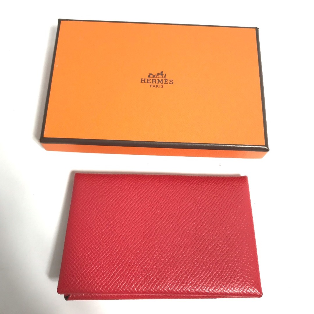 Hermes(エルメス)のエルメス HERMES カルヴィ 小銭入れ 財布 2つ折り コインケース レザー T刻 レッド 美品 レディースのファッション小物(コインケース)の商品写真