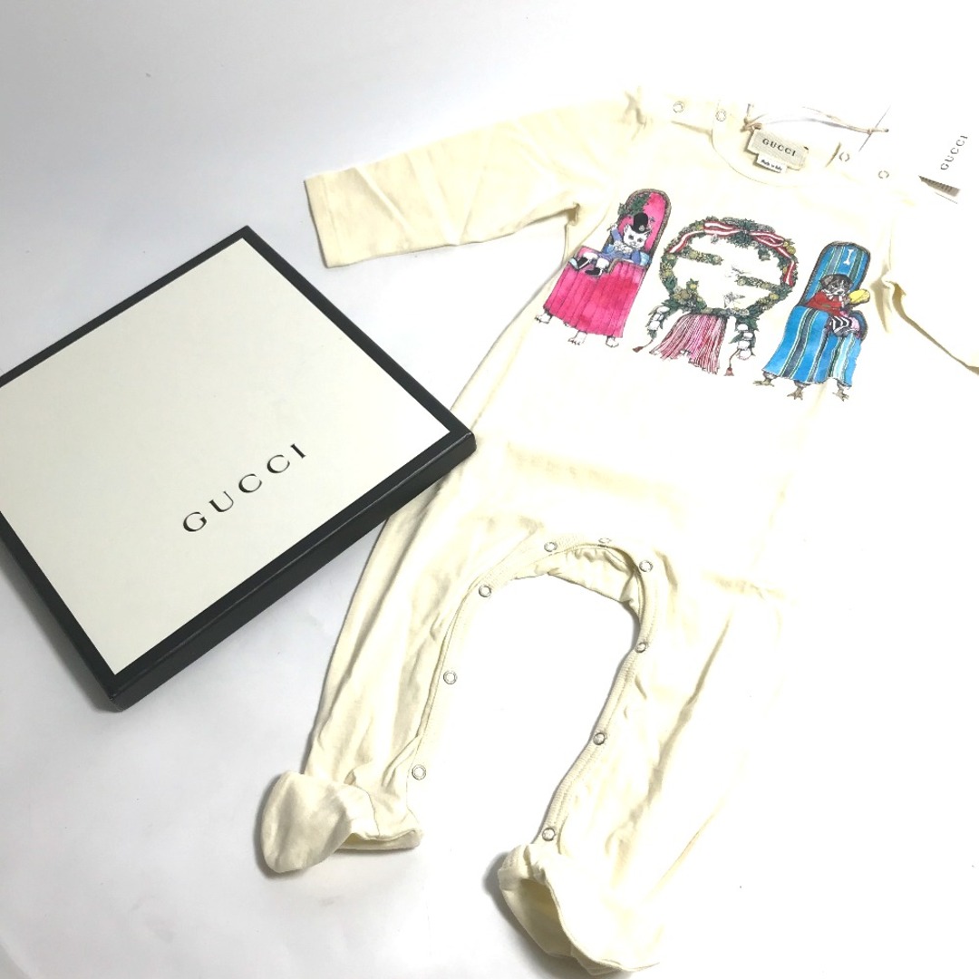 Gucci(グッチ)のグッチ GUCCI キャット ロンパース 猫 トップス 596315 ヒグチユウコ コラボ ベビー BABY 赤ちゃん 長袖 ツナギ コットン ホワイト 未使用 キッズ/ベビー/マタニティのキッズ服女の子用(90cm~)(その他)の商品写真