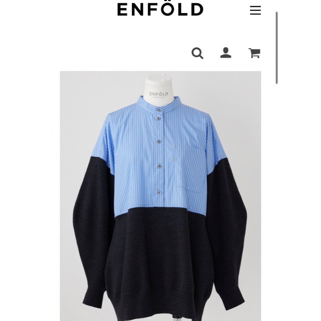 ENFOLD(エンフォルド)の2023AW ENFOLD SHIRT×KNIT PULLOVER レディースのトップス(ニット/セーター)の商品写真