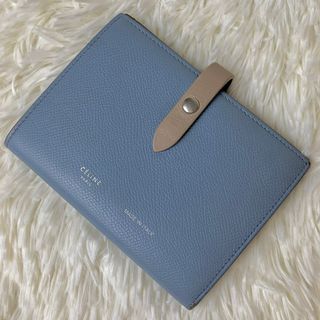 セリーヌ(celine)のセリーヌ　折り財布　ミディアムストラップウォレット　レザー　ブルー(財布)