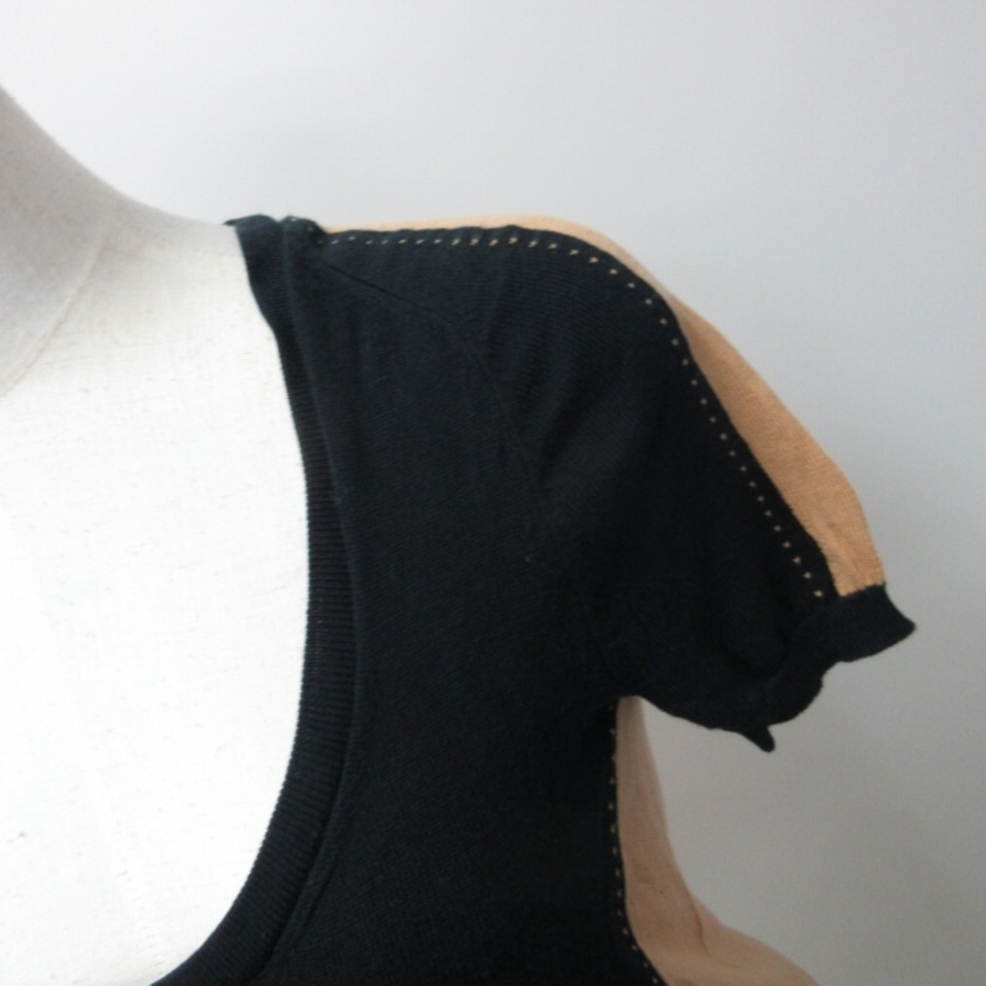 DSQUARED2(ディースクエアード)のディースクエアード ニット セーター バイカラー 半袖 黒 ベージュ S レディースのトップス(ニット/セーター)の商品写真