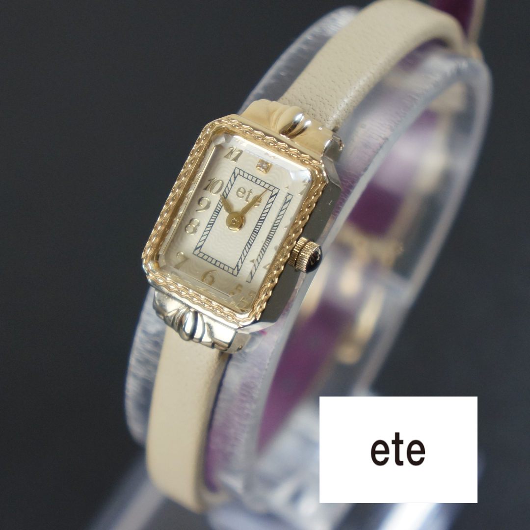 ete(エテ)の【稼働極美品】　ete 　 ドレスウォッチ　1Pダイヤ 新品ベルト電池交換済 レディースのファッション小物(腕時計)の商品写真