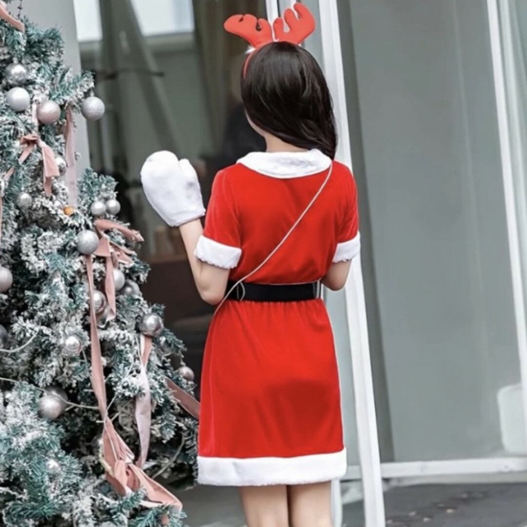 人気 半袖ワンピース  シンプル 赤 可愛い 最安値 綺麗 ミニスカート 袖あり レディースのワンピース(ミニワンピース)の商品写真