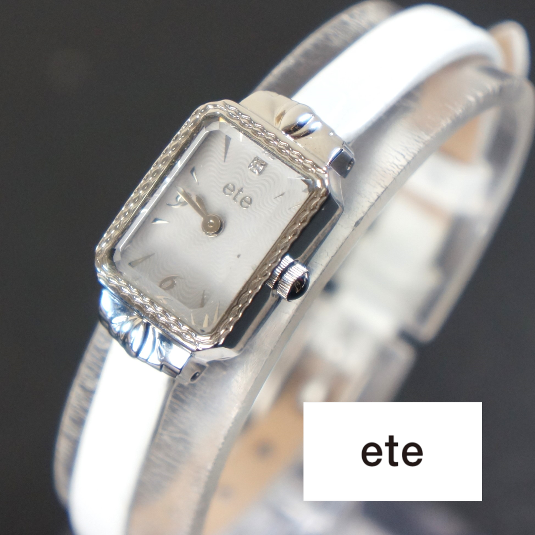 ete - 【稼働品】　ete 　 ドレスウォッチ　1Pダイヤ 新品ベルト電池交換済