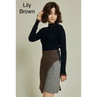 リリーブラウン(Lily Brown)のLily Brown 異素材切り替えスカート(ひざ丈スカート)