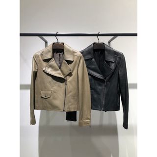 新品　22AW  theory 羊革ライダースジャケット　ダークベージュ　