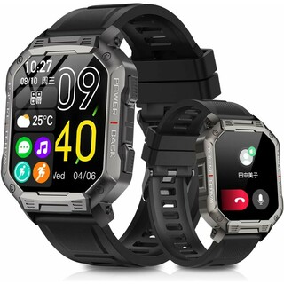 スマートウォッチ Bluetooth通話機能付き 1.83インチ大画面 軍用規格(腕時計(デジタル))