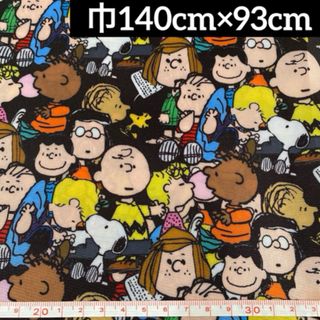 PS-77★スヌーピー( ・ ´｀(●)PEANUTS ブラック タフタ生地(生地/糸)