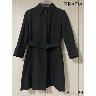 プラダ(PRADA)のPRADA プラダ シルクトレンチコート ブラック 36(トレンチコート)